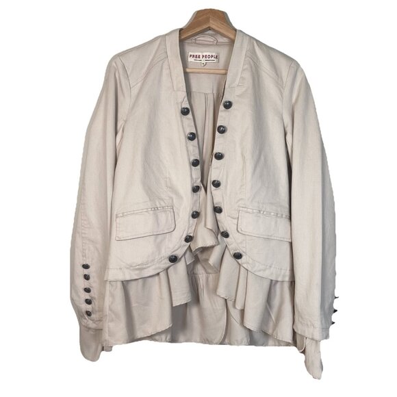 Free people Ruffle Romance Jacket Military Victorian Blazer XS Ivory Costume - Picture 2 of 9